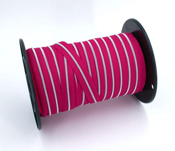 Endlosreißverschluss metallisiert schmal fuchsia/silber (1m)